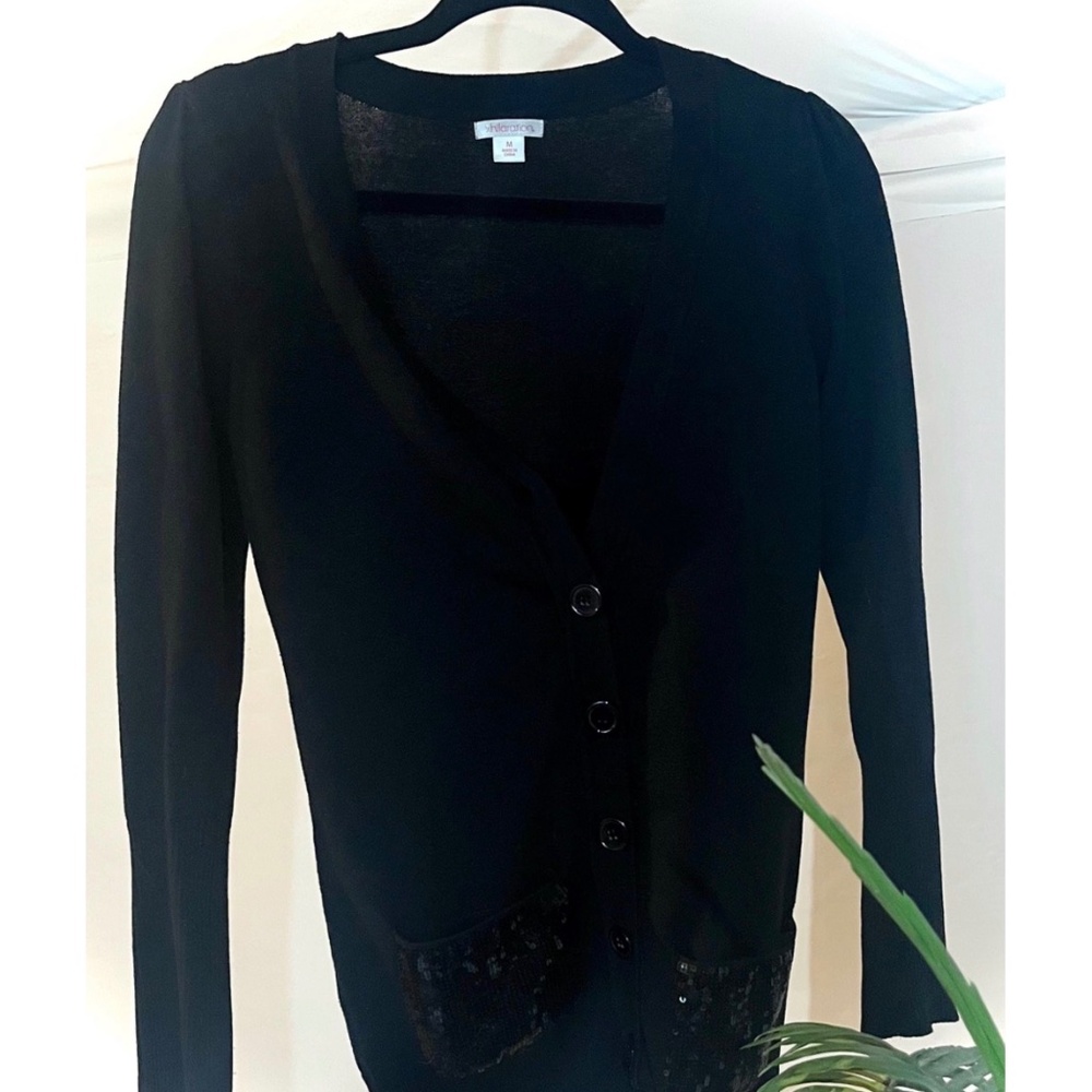 Xhilaration Black Long-sleeved Cardigan Sequenced Pockets